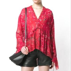 🐳 IRO Bavone paisely long sleeve top in red